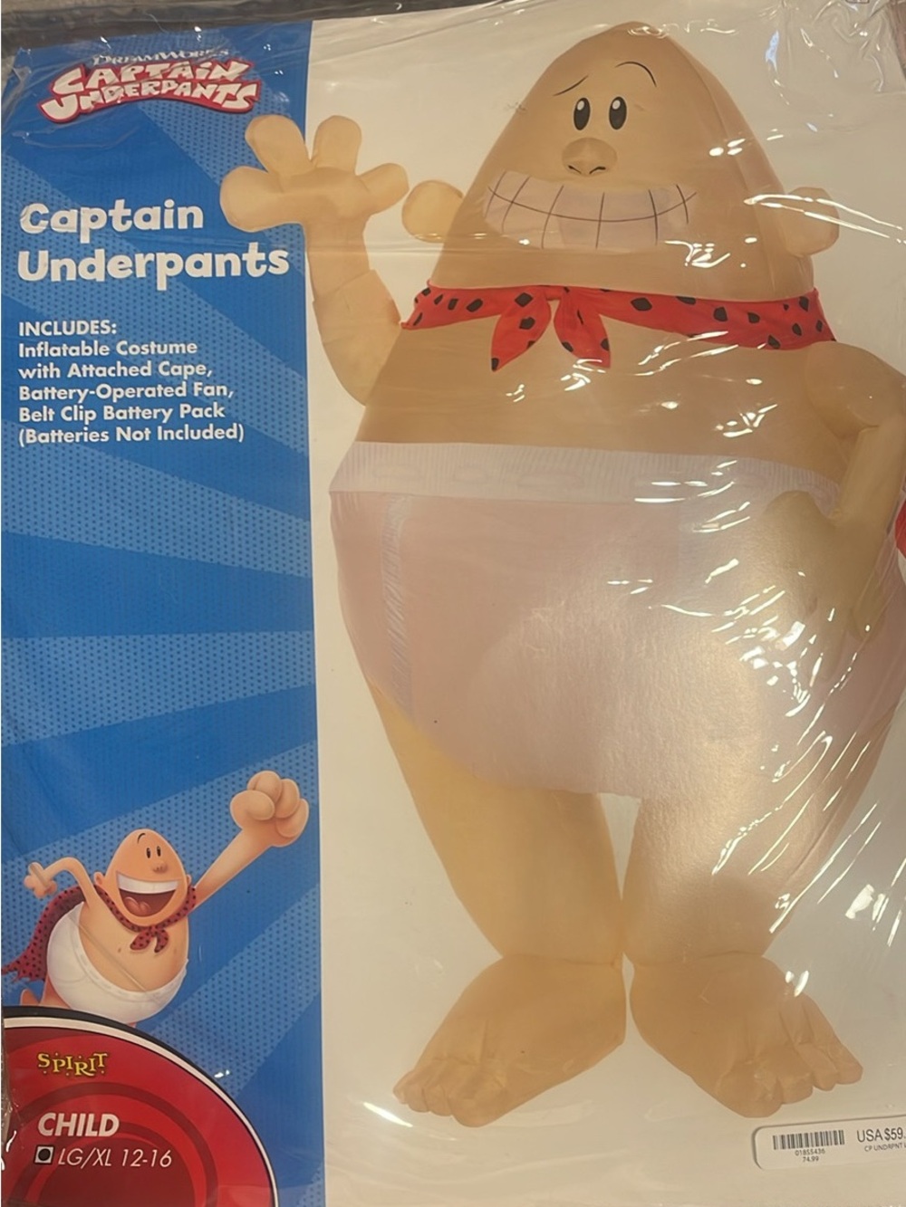 Kids Captain Underpants Inflatable Costume - White, Red